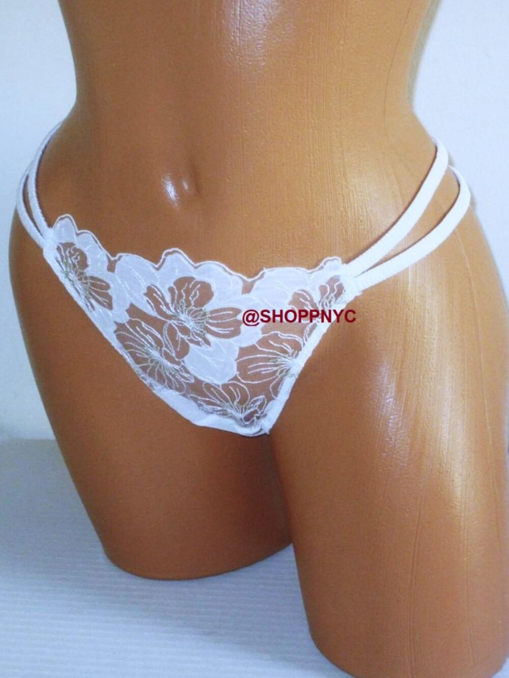 Victoria Secret Dream Angels Peony Embroidery Strappy Thong Panty Size M Bridal
